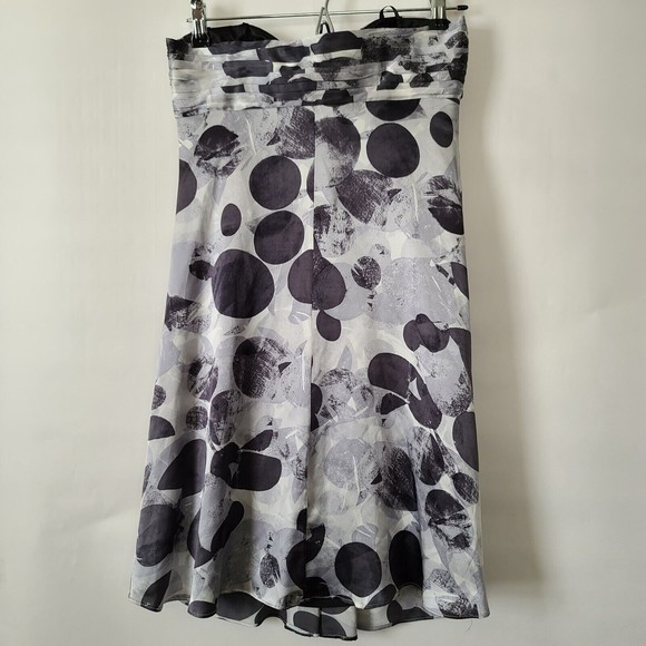 LAUNDRY by Shelli Segal Abstract Print Strapless Silk Mini Dress Sz 2 Black Gray - Picture 5 of 10